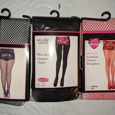 PLUS SIZE Music Leg Tights Pantyhose Halloween Costume Fishnet Opaque Women's